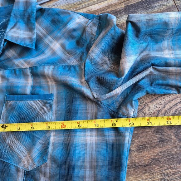 KUHL Outdoor Camping Button-Up Shirt Lightweight Blue Plaid Long Sleeve Pocket - Picture 13 of 14